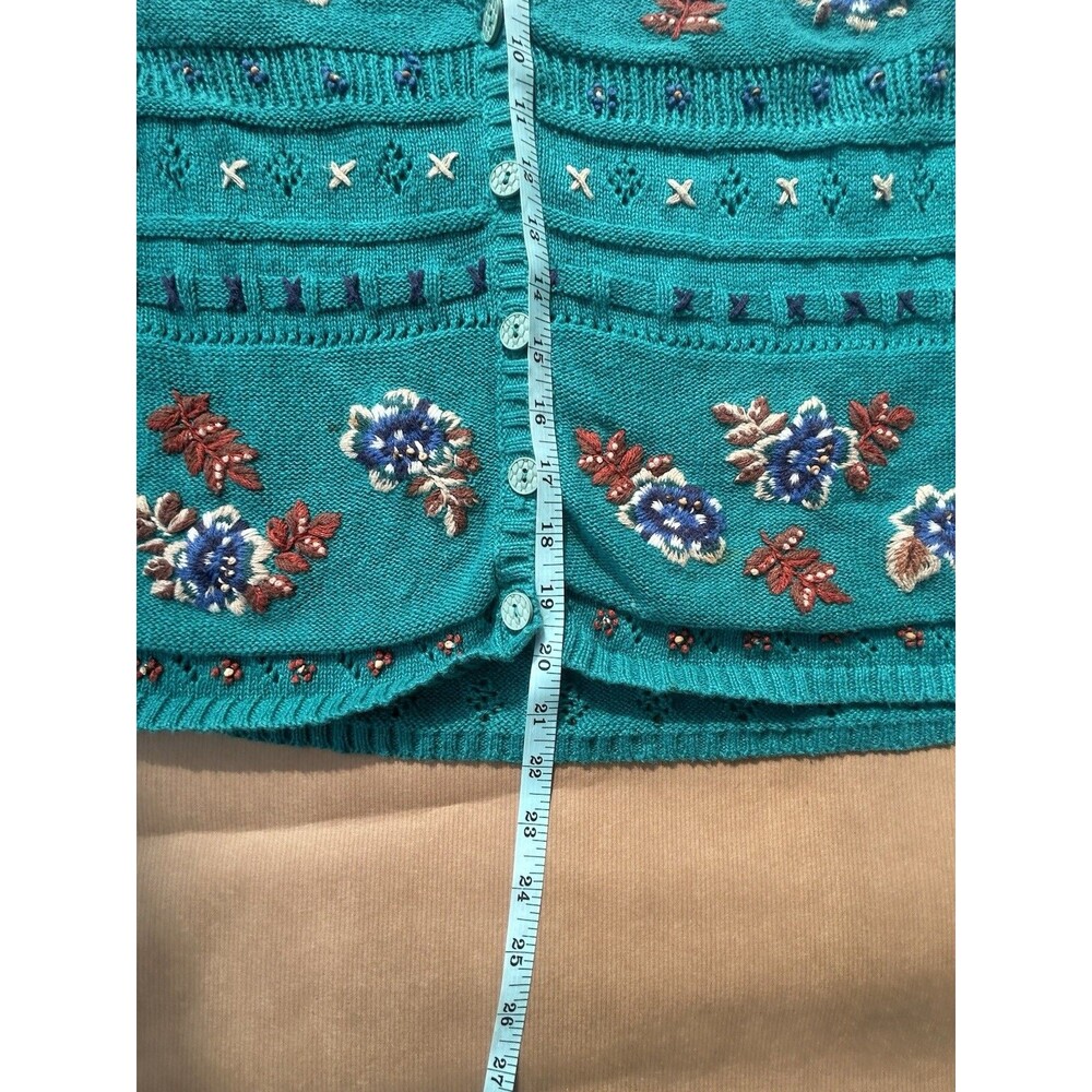 Jantzen Teal Embroidered Knit Vest - Picture 6 of 9